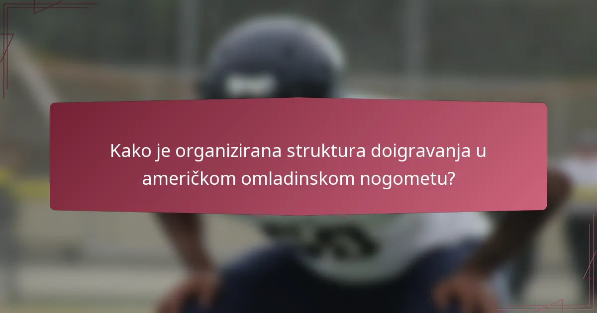 Kako je organizirana struktura doigravanja u američkom omladinskom nogometu?