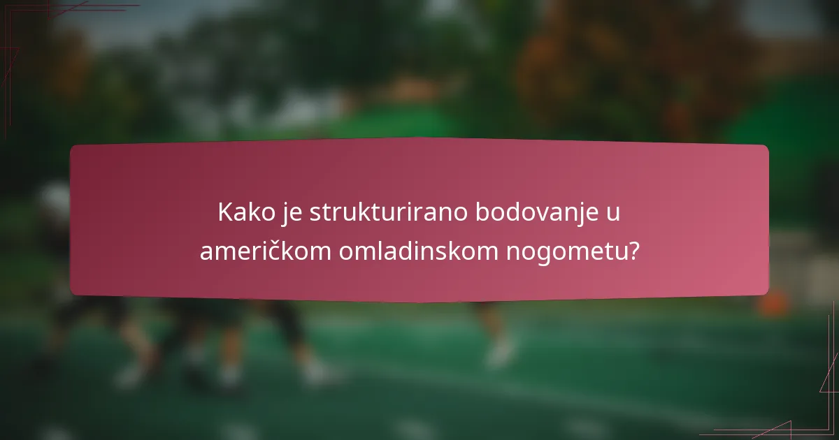 Kako je strukturirano bodovanje u američkom omladinskom nogometu?