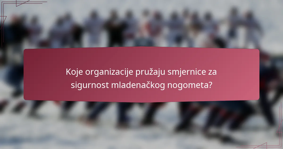 Koje organizacije pružaju smjernice za sigurnost mladenačkog nogometa?