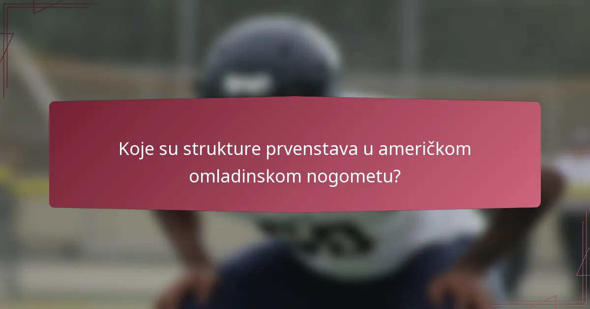 Koje su strukture prvenstava u američkom omladinskom nogometu?
